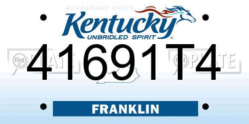 41691T4 Kentucky License Plate