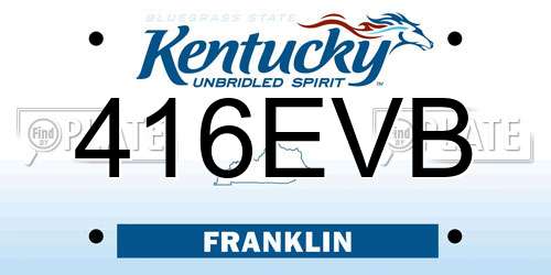 416EVB Kentucky License Plate