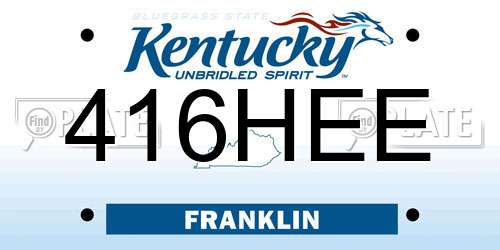 416HEE Kentucky License Plate