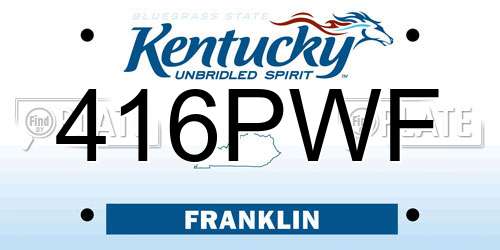 416PWF Kentucky License Plate
