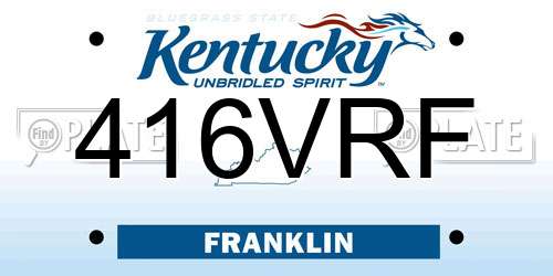 416VRF Kentucky License Plate