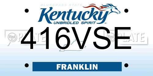 416VSE Kentucky License Plate