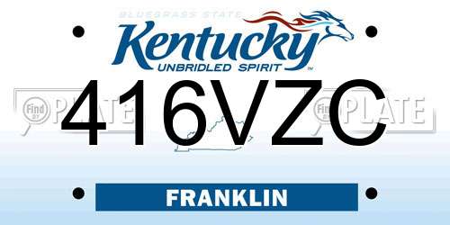 416VZC Kentucky License Plate
