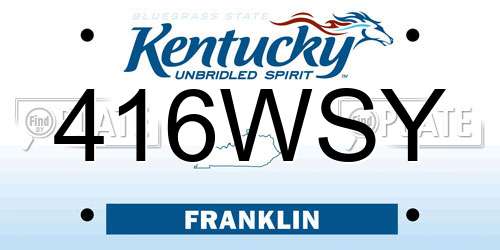 416WSY Kentucky License Plate