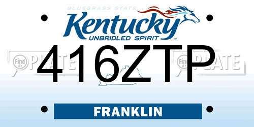 416ZTP Kentucky License Plate