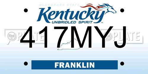 417MYJ Kentucky License Plate