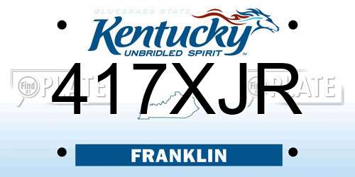 417XJR Kentucky License Plate