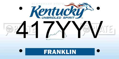 417YYV Kentucky License Plate