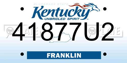 41877U2 Kentucky License Plate