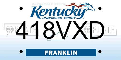 418VXD Kentucky License Plate