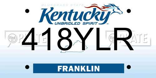 418YLR Kentucky License Plate
