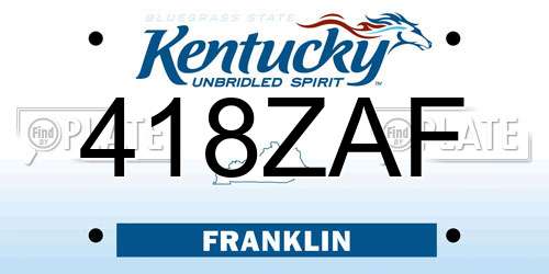 418ZAF Kentucky License Plate