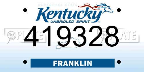 419328 Kentucky License Plate