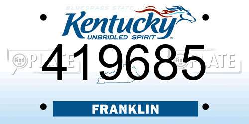419685 Kentucky License Plate