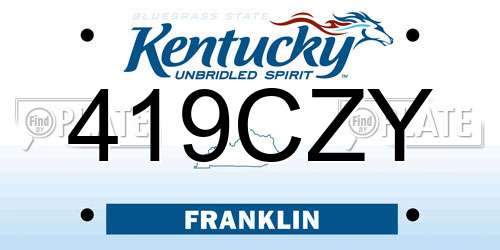 419CZY Kentucky License Plate