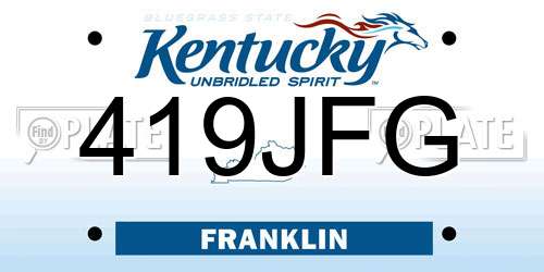 419JFG Kentucky License Plate