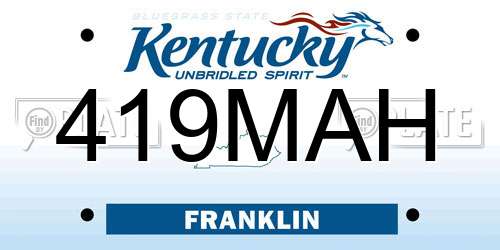 419MAH Kentucky License Plate