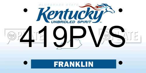 419PVS Kentucky License Plate