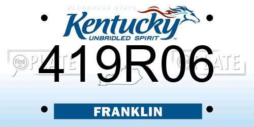 419R06 Kentucky License Plate
