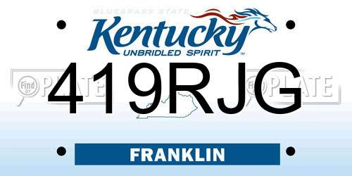 419RJG Kentucky License Plate