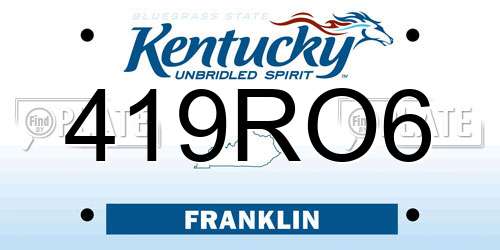 419RO6 Kentucky License Plate