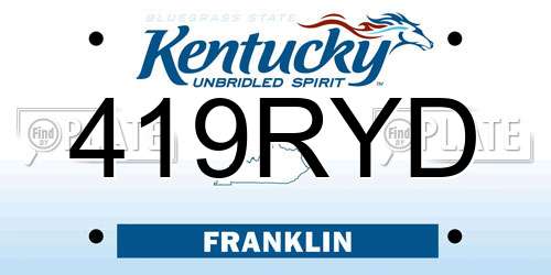 419RYD Kentucky License Plate