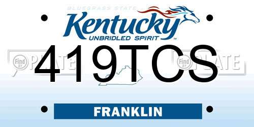 419TCS Kentucky License Plate