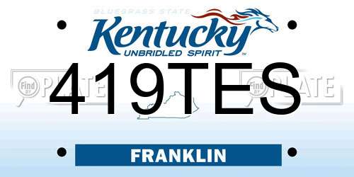 419TES Kentucky License Plate