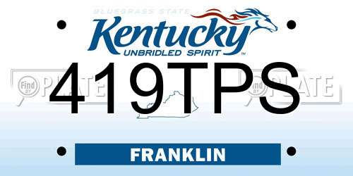 419TPS Kentucky License Plate