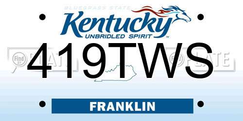 419TWS Kentucky License Plate