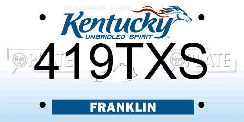 419TXS Kentucky License Plate