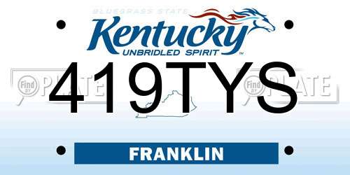 419TYS Kentucky License Plate