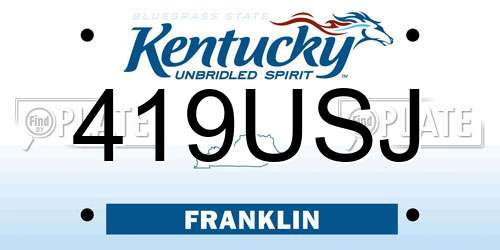 419USJ Kentucky License Plate