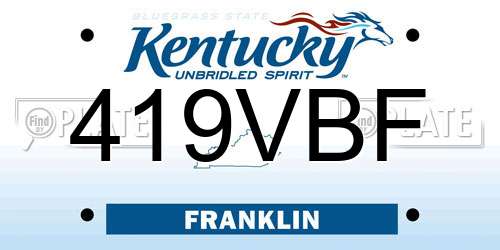 419VBF Kentucky License Plate
