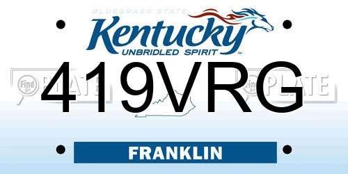 419VRG Kentucky License Plate