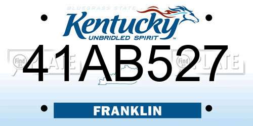 41AB527 Kentucky License Plate
