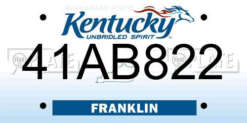 41AB822 Kentucky License Plate