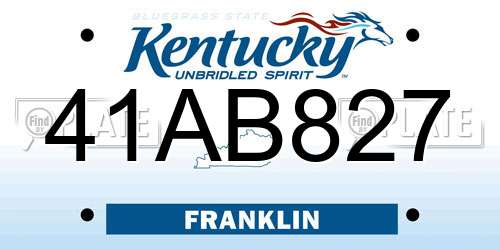 41AB827 Kentucky License Plate