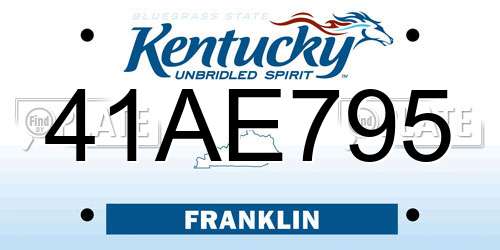 41AE795 Kentucky License Plate
