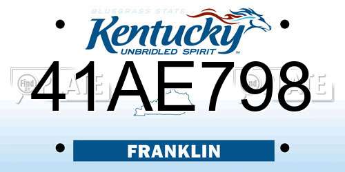 41AE798 Kentucky License Plate