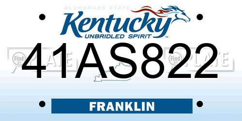 41AS822 Kentucky License Plate