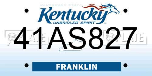 41AS827 Kentucky License Plate