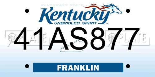 41AS877 Kentucky License Plate