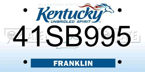 41SB995 Kentucky License Plate