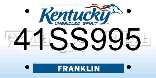 41SS995 Kentucky License Plate