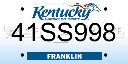 41SS998 Kentucky License Plate