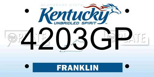 4203GP Kentucky License Plate