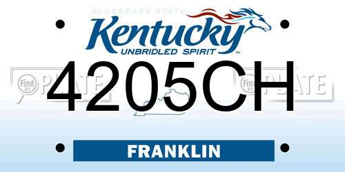 4205CH Kentucky License Plate