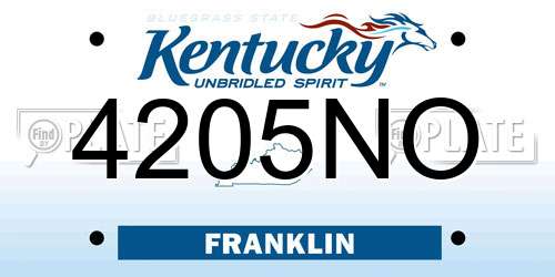 4205NO Kentucky License Plate