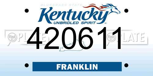 420611 Kentucky License Plate